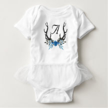 Personalised Deer Antler Baby Girl Tutu Bodysuit