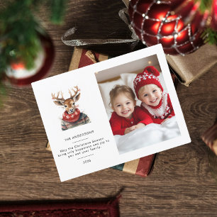 Personalised Deer Christmas Card with Photo 