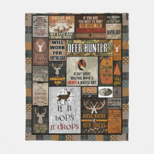 Personalised Deer Hunter Christmas Gift For Hunter Fleece Blanket