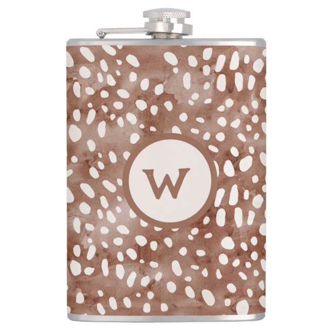 Personalised Deer Print Initial Hip Flask (Front)