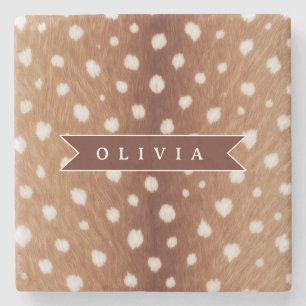 Personalised Deer Print Neutral Aesthetic Gifts Stone Coaster