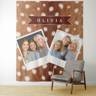 Personalised Deer Print Neutral Aesthetic Gifts Tapestry