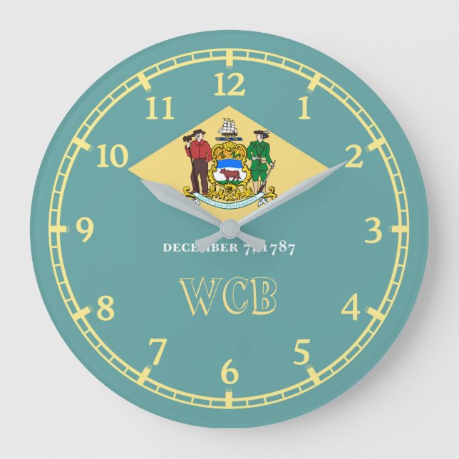 Personalised Delaware State Flag Design on Large Clock (Front)