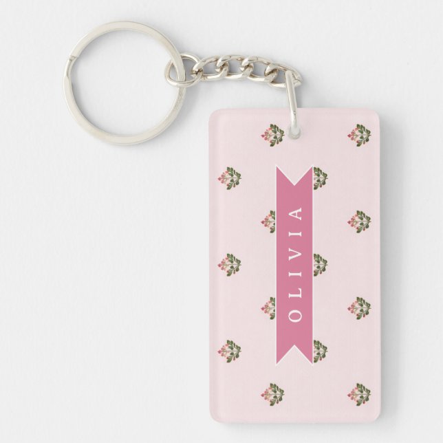 Personalised Delicate Botanical Floral Romantic Key Ring (Front)