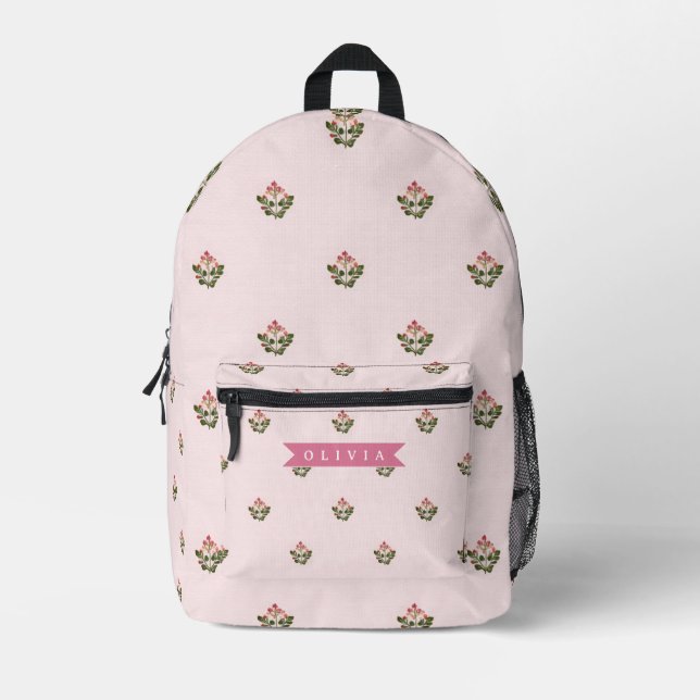 Personalised Delicate Botanical Floral Romantic Printed Backpack (Front)