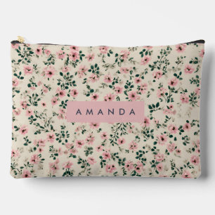 Personalised Delicate Pink Blossom Floral Accessory Pouch