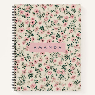 Personalised Delicate Pink Blossom Floral  Notebook