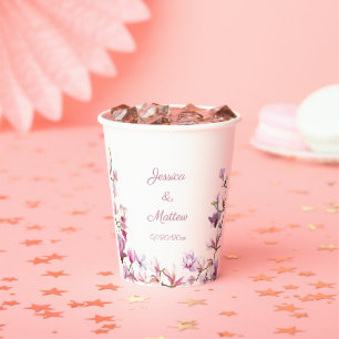 Personalised Delicate Pink Magnolia Paper Cup