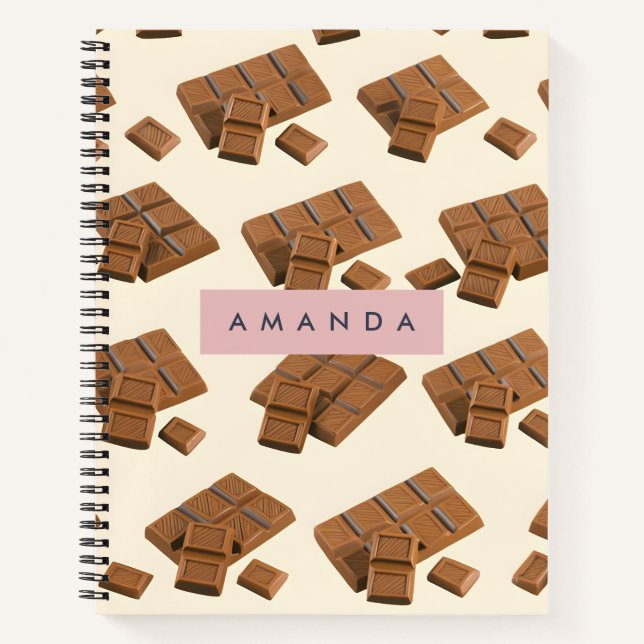 Personalised Delicious Chocolate Bar Pattern Notebook (Front)