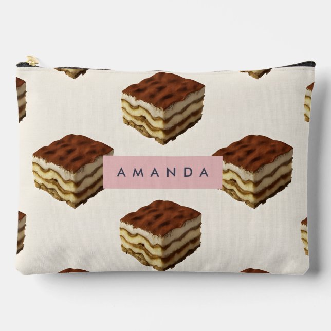 Personalised Delicious Tiramisu Dessert Pattern Accessory Pouch (Front)