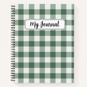 Personalised Deluxe Sage Green Gingham Notebook