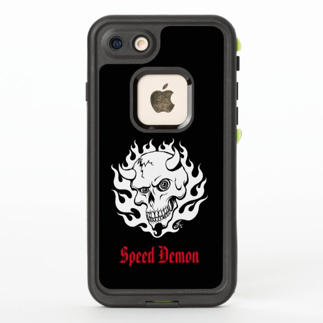 Personalised Demon Skull in Flames LifeProof iPhone Case (Back)