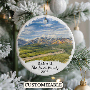 Personalised Denali National Park, Custom Alaska Ceramic Tree Decoration