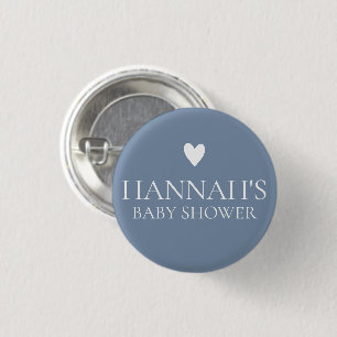 Personalised Denim Blue Dusty Blue Baby Boy shower 3 Cm Round Badge