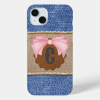 Personalised Denim & Leather with Pink Bow