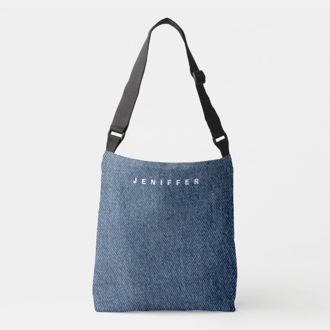Personalised Denim Print Crossbody Bag (Front)