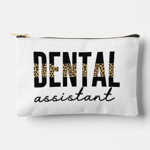 Personalised Dental Assistant Leopard Typography Accessory Pouch