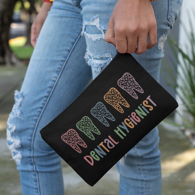 Personalised Dental Hygienist Leopard Print teeth Accessory Pouch (Creator Uploaded)