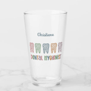 Personalised Dental Hygienist Leopard Print teeth Glass