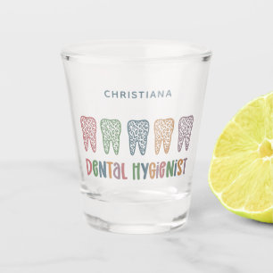 Personalised Dental Hygienist Leopard Print teeth Shot Glass