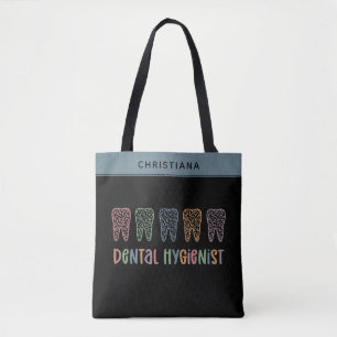 Personalised Dental Hygienist Leopard Print teeth Tote Bag