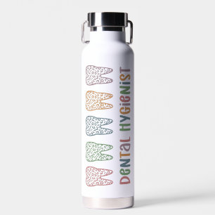 Personalised Dental Hygienist Leopard Print teeth Water Bottle