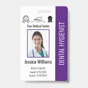 Personalised Dentist Office Logo Photo ID Purple Badge