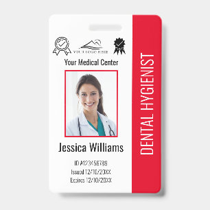 Personalised Dentist Office Logo Photo ID Red Badge