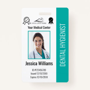 Personalised Dentist Office Logo Photo ID Teal ID Badge