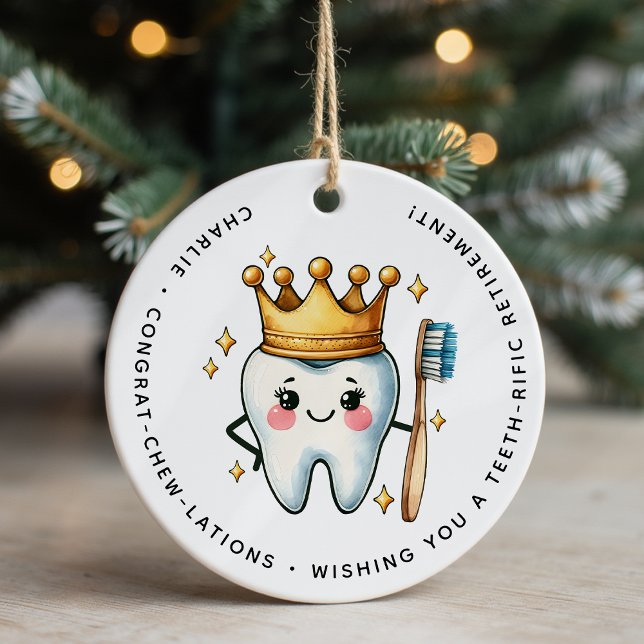 Personalised Dentist Retirement Gift Ceramic Tree Decoration (Creator Uploaded)