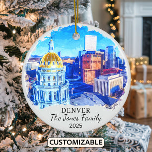 Personalised Denver Ornament, Colorado Gift Ceramic Tree Decoration