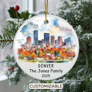 Personalised Denver Ornament, Colorado State Ceramic Tree Decoration
