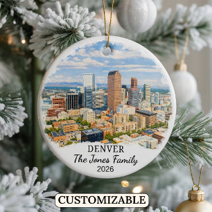 Personalised Denver Ornament, Custom Colorado Ceramic Tree Decoration