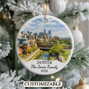 Personalised Denver Ornament, Custom Colorado Ceramic Tree Decoration