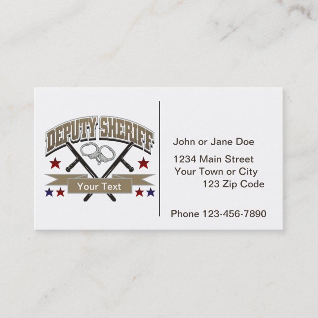 Personalised Deputy Sheriff Business Card (Front)