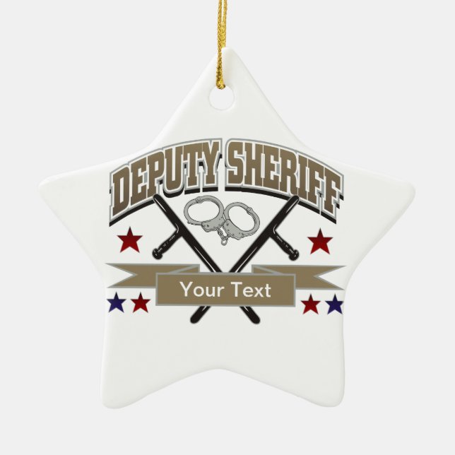 Personalised Deputy Sheriff Ceramic Tree Decoration (Front)