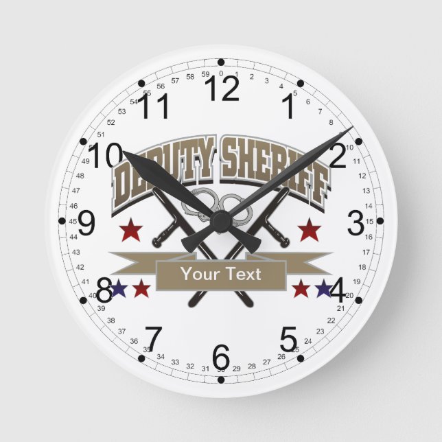Personalised Deputy Sheriff Round Clock (Front)