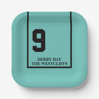 Personalised Derby Party Horse 9 Turquoise Paper Plate