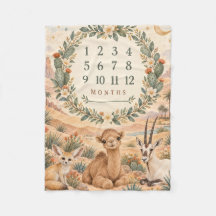 Personalised Desert Animals Baby Milestone Blanket