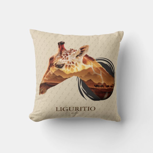 Personalised Desert Giraffe Design. Cushion (Front)