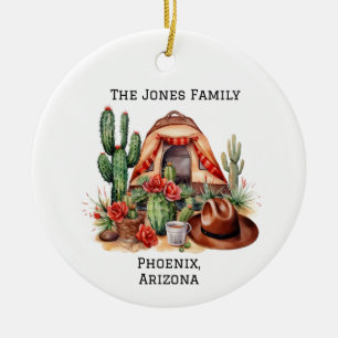 Personalised Desert/Southwestern Camping  Ceramic Tree Decoration
