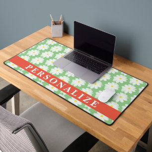 Personalised desk mat with cute daisy flower print