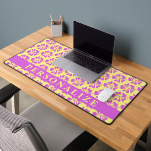 Personalised desk mat with Hawaiian flower pattern