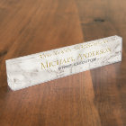 Personalised Desk NAME Plate White GREY MARBLE