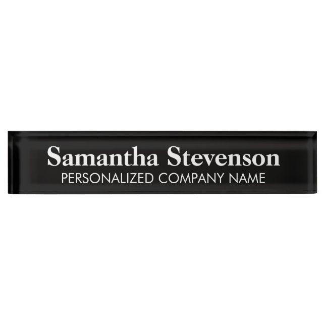 Personalised desk name plate with company title (Front)