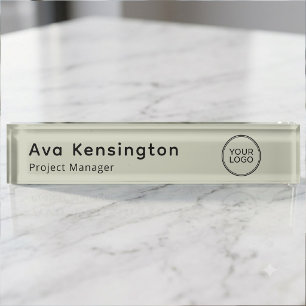 Personalised Desk Name Plate with Custom Logo
