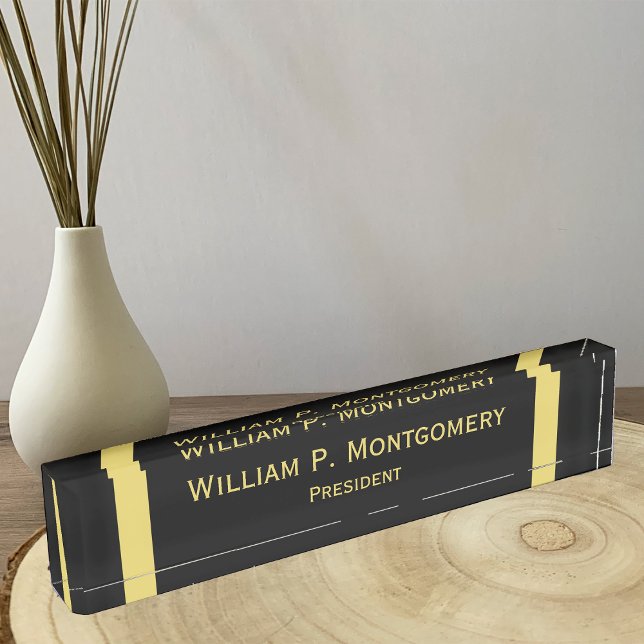 Personalised Desk Name Plates Black with Gold (Creator Uploaded)