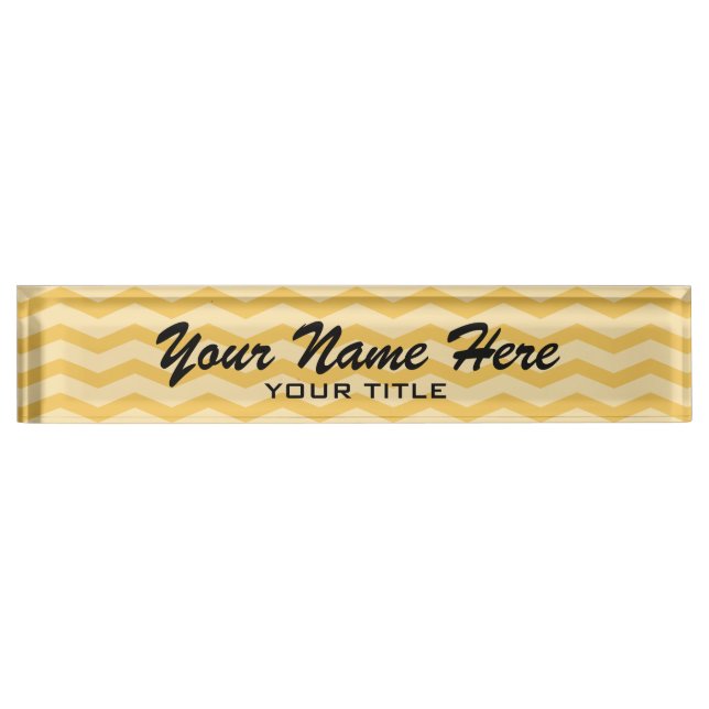Personalised desk nameplate with chevron pattern (Front)