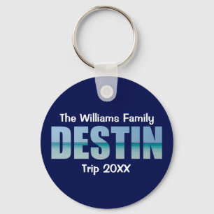 Personalised Destin Beach Trip Cool Blue Key Ring