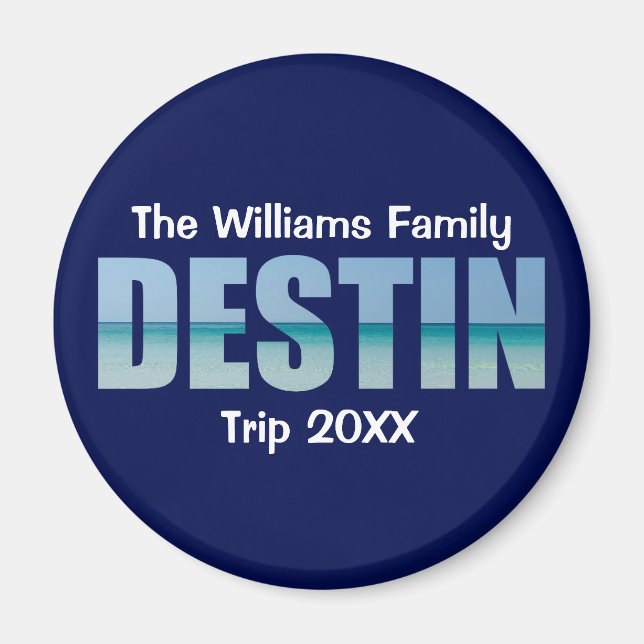 Personalised Destin Beach Trip Cool Blue Magnet (Front)